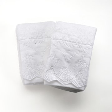 Jogo de Toalhas de Mão / Lavabo Trussardi Raffinato Bordada 100% Algodão Fio Penteado - Gramatura: 500g/m² (2 Peças)