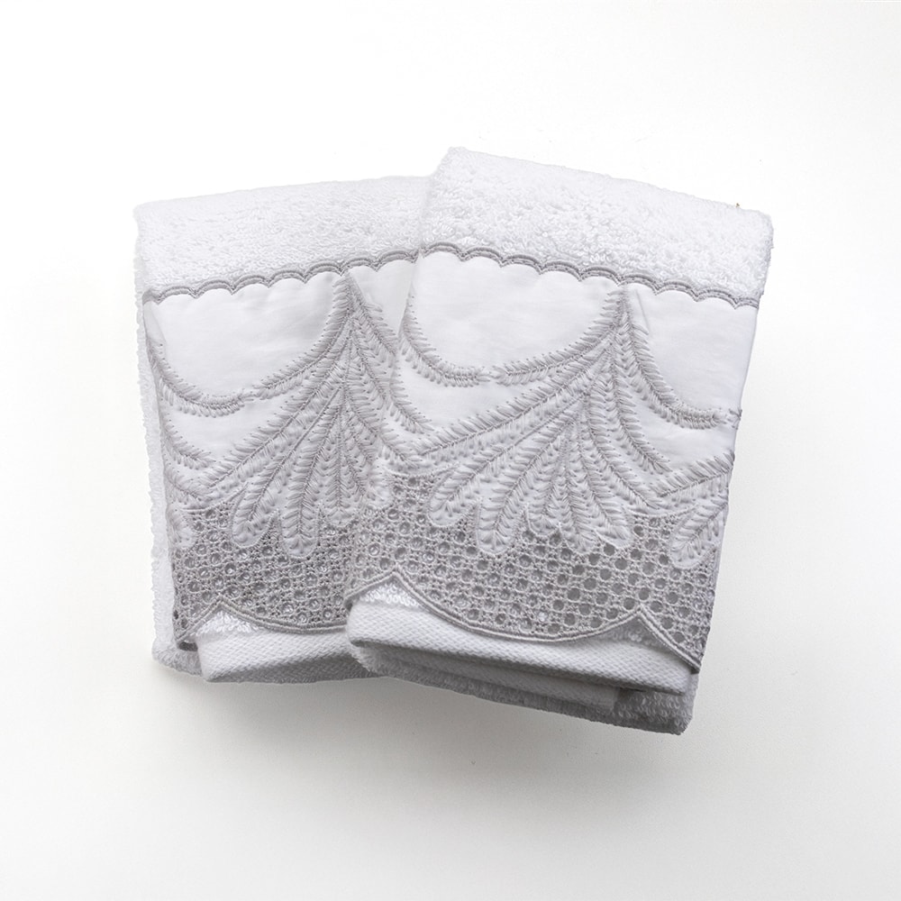 Jogo de Toalhas de Mão / Lavabo Trussardi Raffinato Bordada 100% Algodão Fio Penteado - Gramatura: 500g/m² (2 Peças)