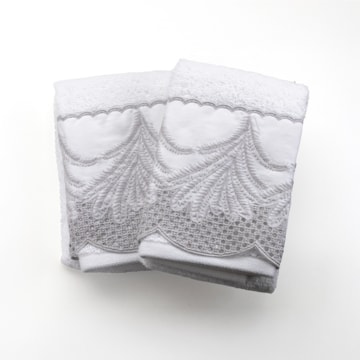 Jogo de Toalhas de Mão / Lavabo Trussardi Raffinato Bordada 100% Algodão Fio Penteado - Gramatura: 500g/m² (2 Peças)