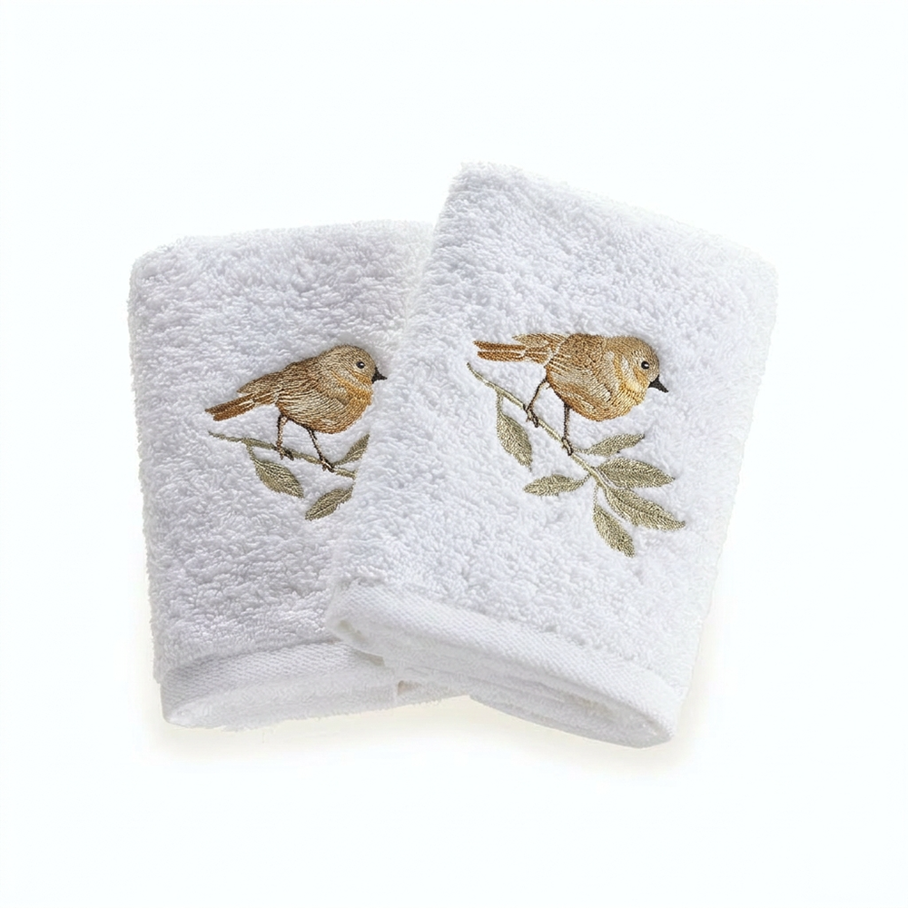 Jogo de Toalhas de Mão / Lavabo Trussardi Savello Bordada 100% Algodão Fio Penteado - Gramatura: 500g/m² (2 Peças)