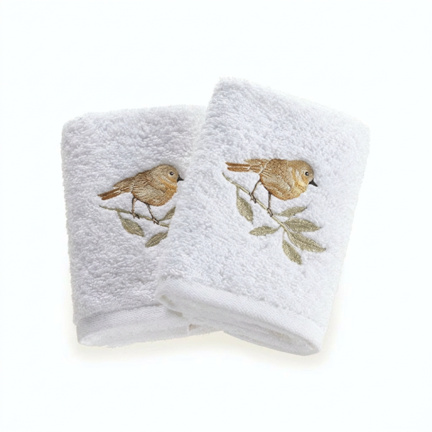 Jogo de Toalhas de Mão / Lavabo Trussardi Savello Bordada 100% Algodão Fio Penteado - Gramatura: 500g/m² (2 Peças)