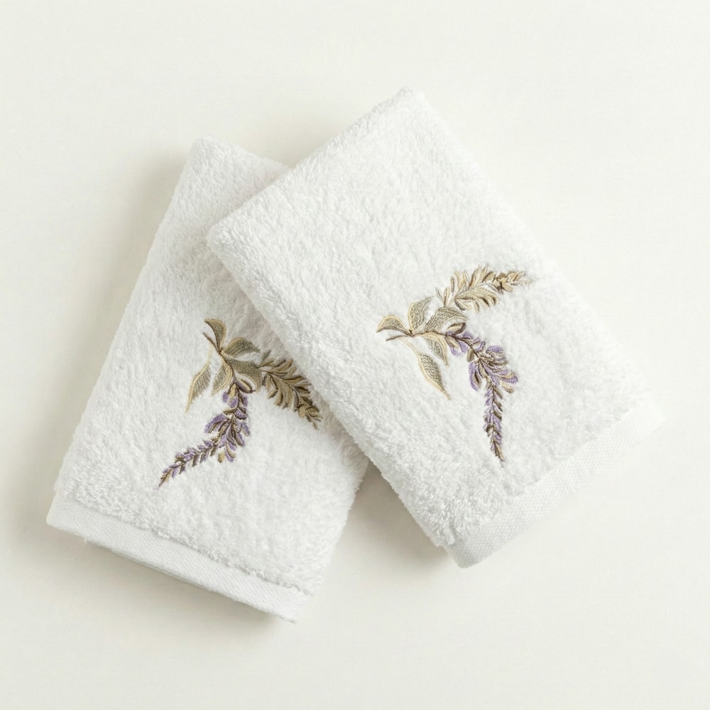 Jogo de Toalhas de Mão / Lavabo Trussardi Trastevere Bordada 100% Algodão Fio Penteado - Gramatura: 500g/m² (2 Peças)