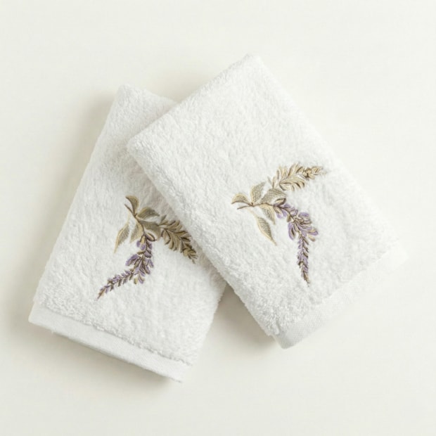Jogo de Toalhas de Mão / Lavabo Trussardi Trastevere Bordada 100% Algodão Fio Penteado - Gramatura: 500g/m² (2 Peças)