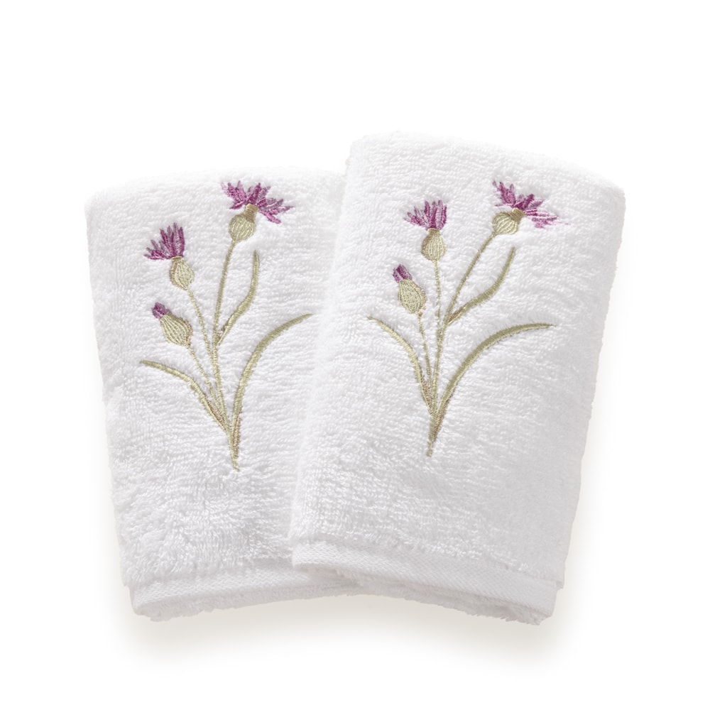 Jogo de Toalhas de Mão / Lavabo Trussardi Villa Giulia Bordada 100% Algodão Fio Penteado - Gramatura: 500g/m² (2 Peças)