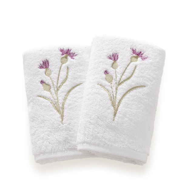 Jogo de Toalhas de Mão / Lavabo Trussardi Villa Giulia Bordada 100% Algodão Fio Penteado - Gramatura: 500g/m² (2 Peças)