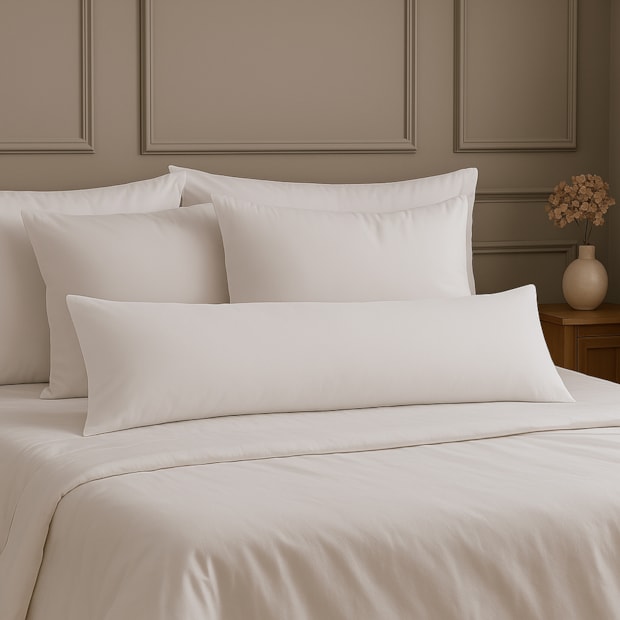 Kit 2 peças Fronhas para Travesseiro de Corpo Body Pillow Kacyumara Casa K Vida Bela 100% Algodão Egípcio 200 Fios 40cm X 1,30m