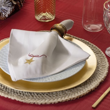 Kit 2 Peças Guardanapo de Tecido Karsten Natal Estrela-Guia Bordado Antimanchas 51cm X 51cm