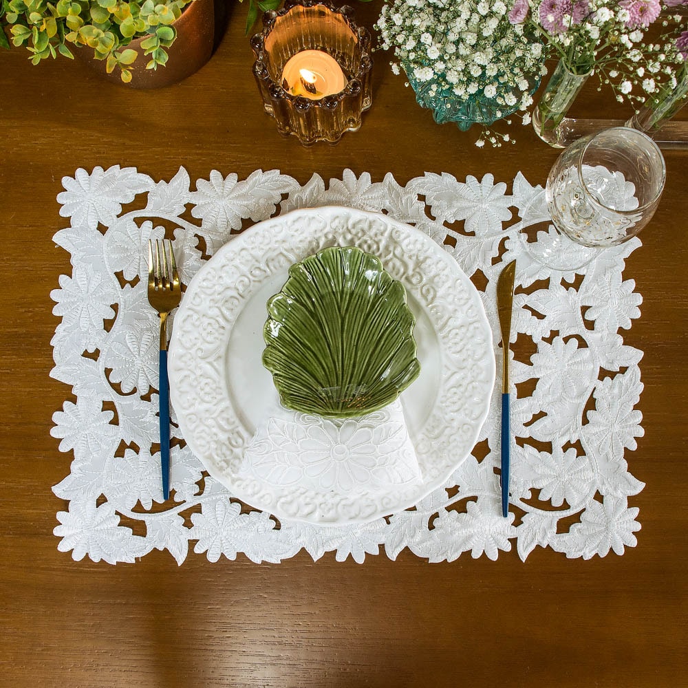 Kit 2 peças Jogo Americano Casa Argivai Luxo Requinte Blanc