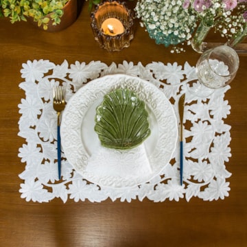 Kit 2 peças Jogo Americano Casa Argivai Luxo Requinte Blanc