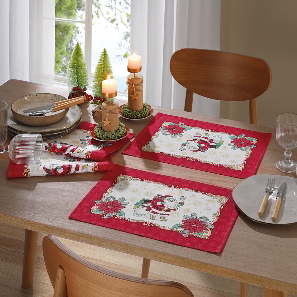 Kit 2 Peças Jogo Americano Dohler Athenas Natal Amigos do Noel