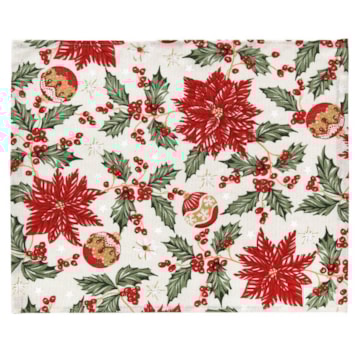 Kit 2 Peças Jogo Americano Dohler Celebra Flores de Natal com Efeito Brilho