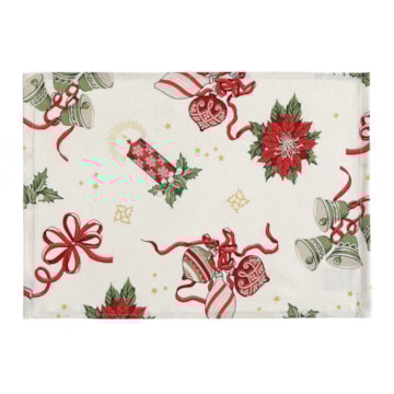 Kit 2 Peças Jogo Americano Dohler Celebra Guirlandas de Natal com Efeito Brilho