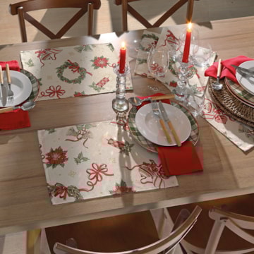 Kit 2 Peças Jogo Americano Dohler Celebra Guirlandas de Natal com Efeito Brilho