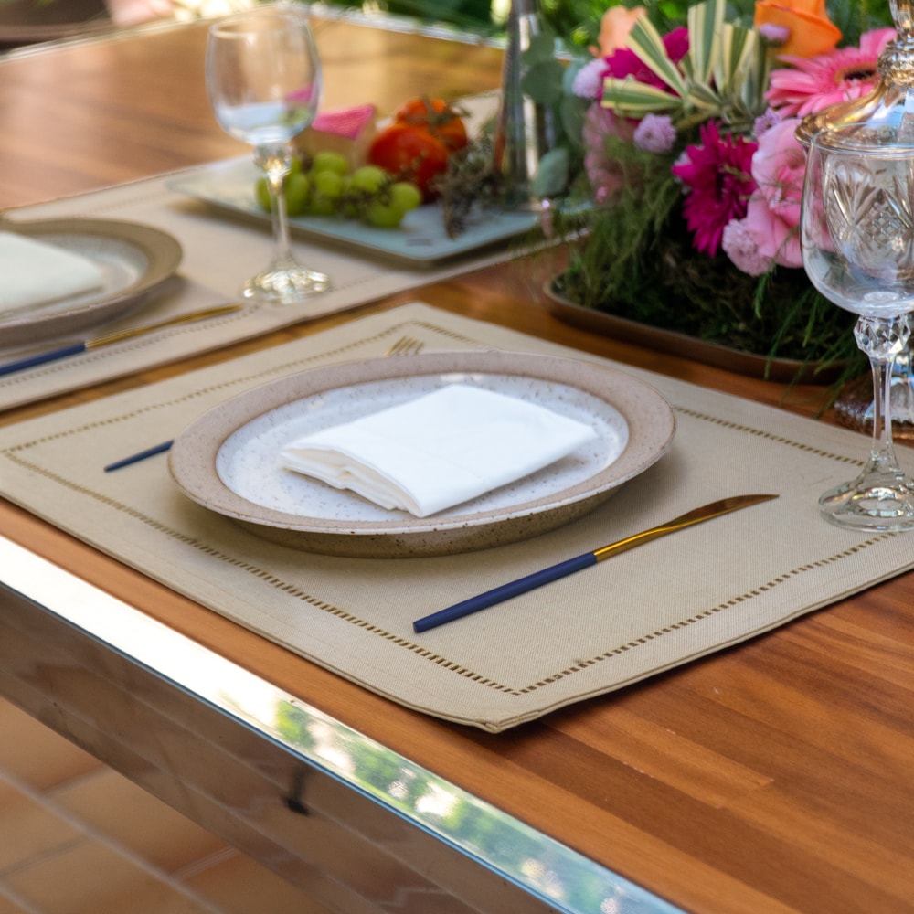 Kit 2 peças Jogo Americano Glamour Bege 35cm x 50cm