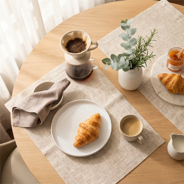 Kit 2 peças Jogo Americano Retangular Linen Ponto Ajour 35cm x 50cm