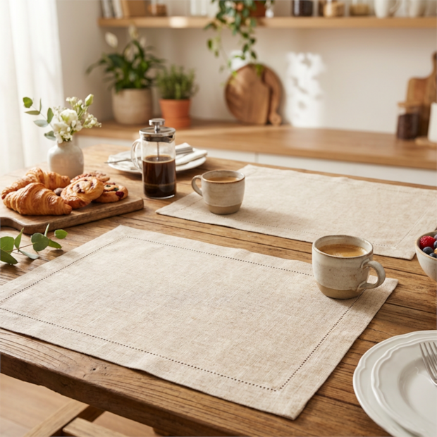 Kit 2 peças Jogo Americano Retangular Linen Ponto Ajour 35cm x 50cm