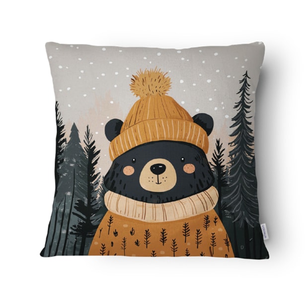 Kit 3 Peças Capa de Almofada Bosque de Natal Aveludado com Zíper 43cm x 43cm