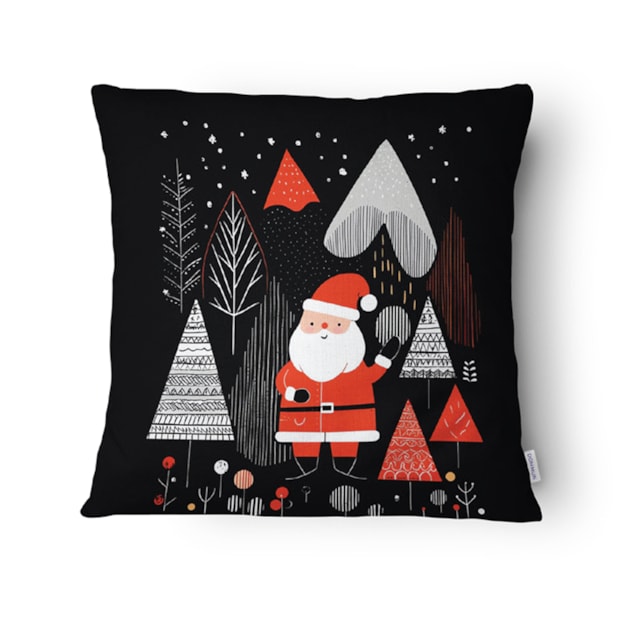 Kit 3 Peças Capa de Almofada Bosque de Natal Aveludado com Zíper 43cm x 43cm