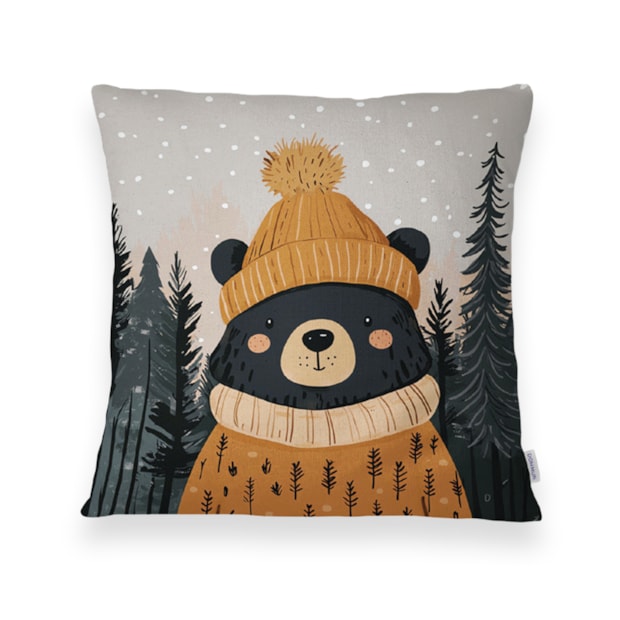 Kit 3 Peças Capa de Almofada Bosque de Natal Aveludado com Zíper 43cm x 43cm
