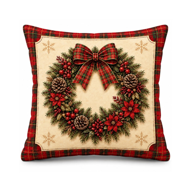 Kit 3 Peças Capa de Almofada Dreams Natal Clássico Estampa Digital Aveludada 43cm x 43cm (1 Peça)