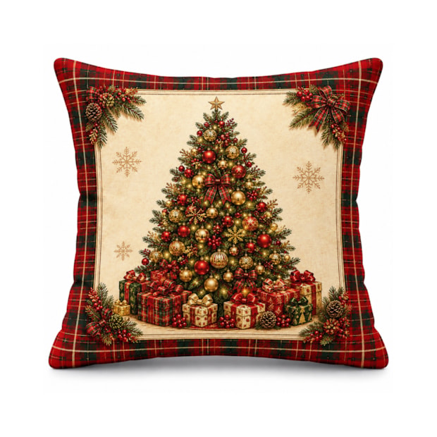 Kit 3 Peças Capa de Almofada Dreams Natal Clássico Estampa Digital Aveludada 43cm x 43cm