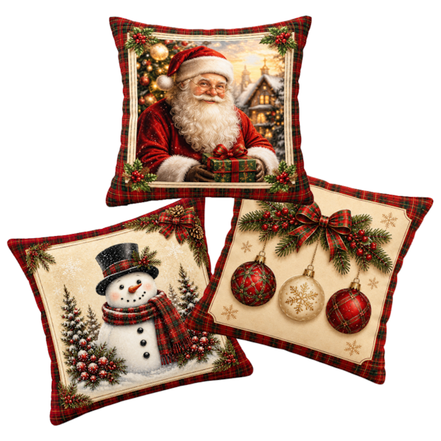 Kit 3 Peças Capa de Almofada Dreams Natal Encantado Estampa Digital Aveludada 43cm x 43cm (1 Peça)