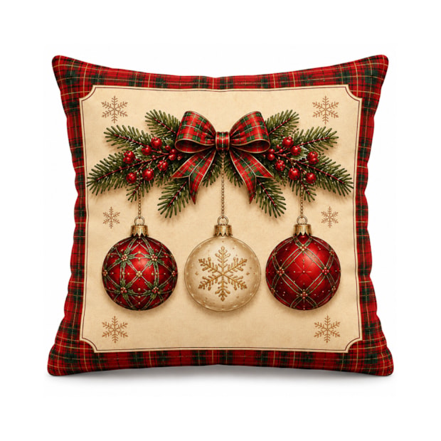 Kit 3 Peças Capa de Almofada Dreams Natal Encantado Estampa Digital Aveludada 43cm x 43cm (1 Peça)