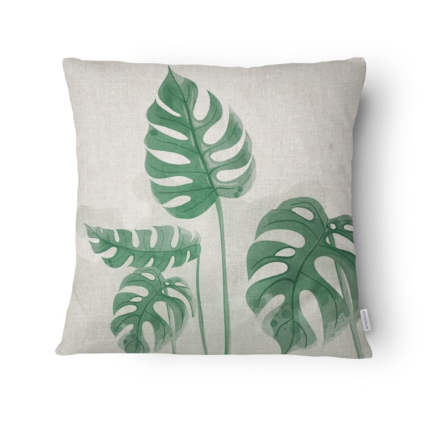 Kit 3 Peças Capa de Almofada Floral Botânica Aveludado com Zíper 43cm x 43cm