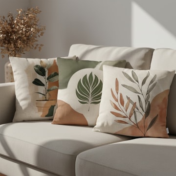 Kit 3 Peças Capa de Almofada Floral Terracota Aveludado com Zíper 43cm x 43cm