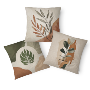 Kit 3 Peças Capa de Almofada Floral Terracota Aveludado com Zíper 43cm x 43cm