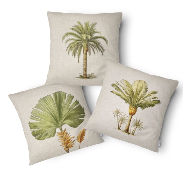 Kit 3 Peças Capa de Almofada Floral Tropical Aveludado com Zíper 50cm x 50cm