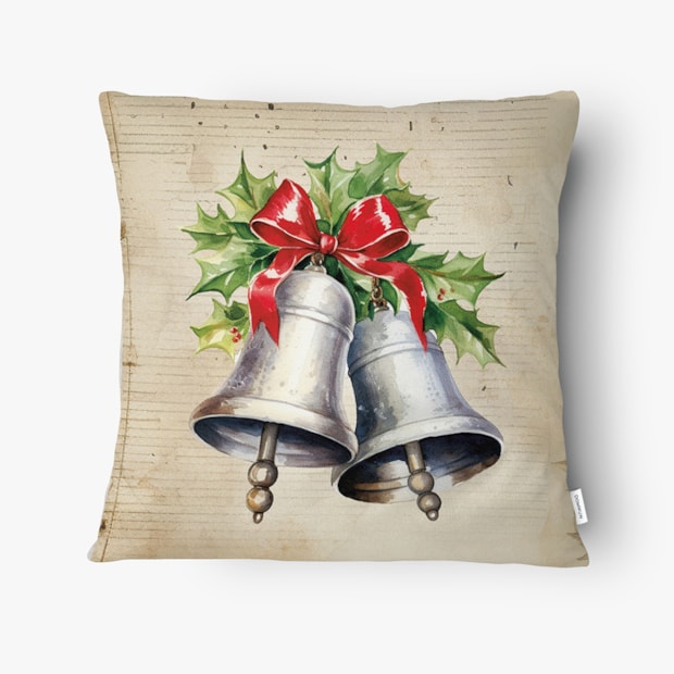 Kit 3 Peças Capa de Almofada Natal Aquarela Aveludado com Zíper 43cm x 43cm
