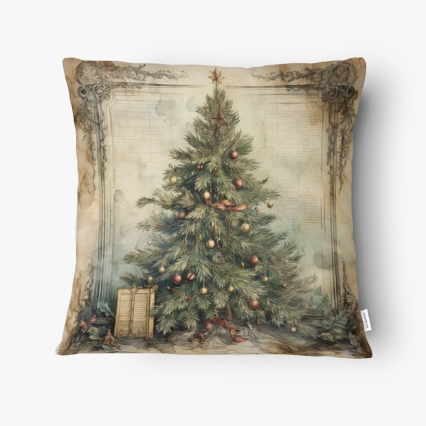 Kit 3 Peças Capa de Almofada Natal Aquarela Aveludado com Zíper 43cm x 43cm