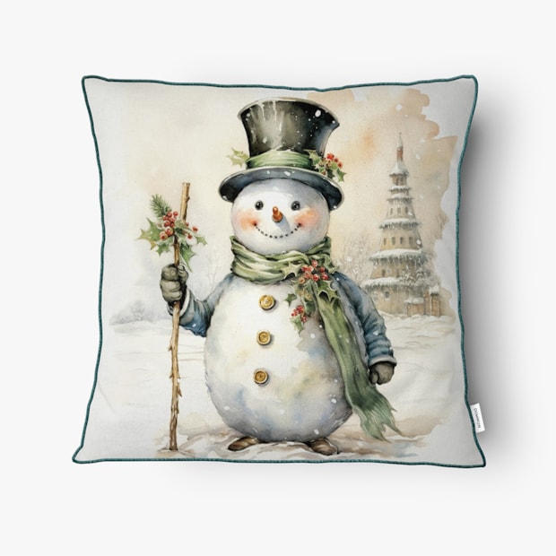 Kit 3 Peças Capa de Almofada Natal Aquarela Aveludado com Zíper 43cm x 43cm