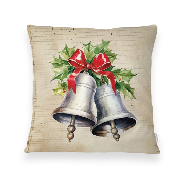 Kit 3 Peças Capa de Almofada Natal Aquarela Aveludado com Zíper 43cm x 43cm