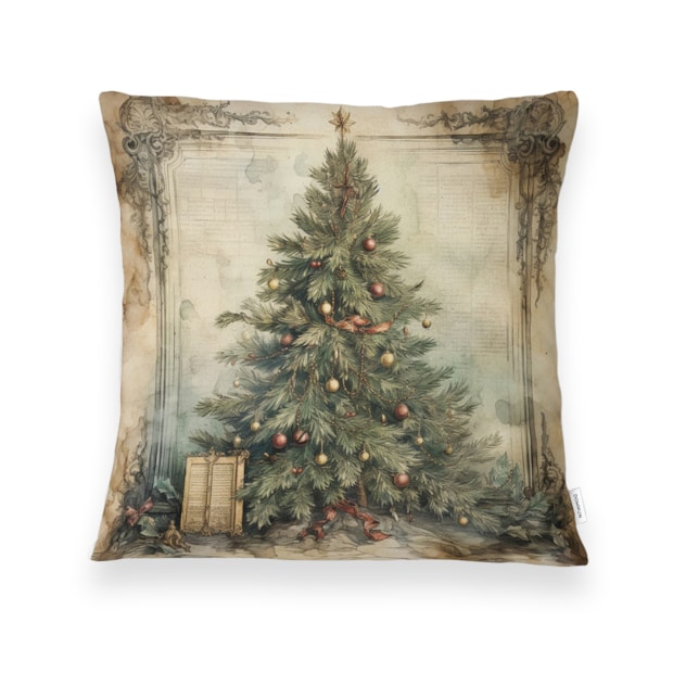 Kit 3 Peças Capa de Almofada Natal Aquarela Aveludado com Zíper 43cm x 43cm