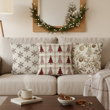 Kit 3 Peças Capa de Almofada Natal Clássico Aveludado com Zíper 43cm x 43cm