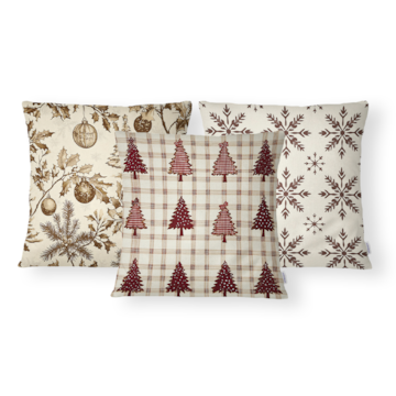 Kit 3 Peças Capa de Almofada Natal Clássico Aveludado com Zíper 43cm x 43cm