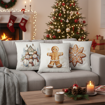 Kit 3 Peças Capa de Almofada Natal Doce Aveludado com Zíper 43cm x 43cm