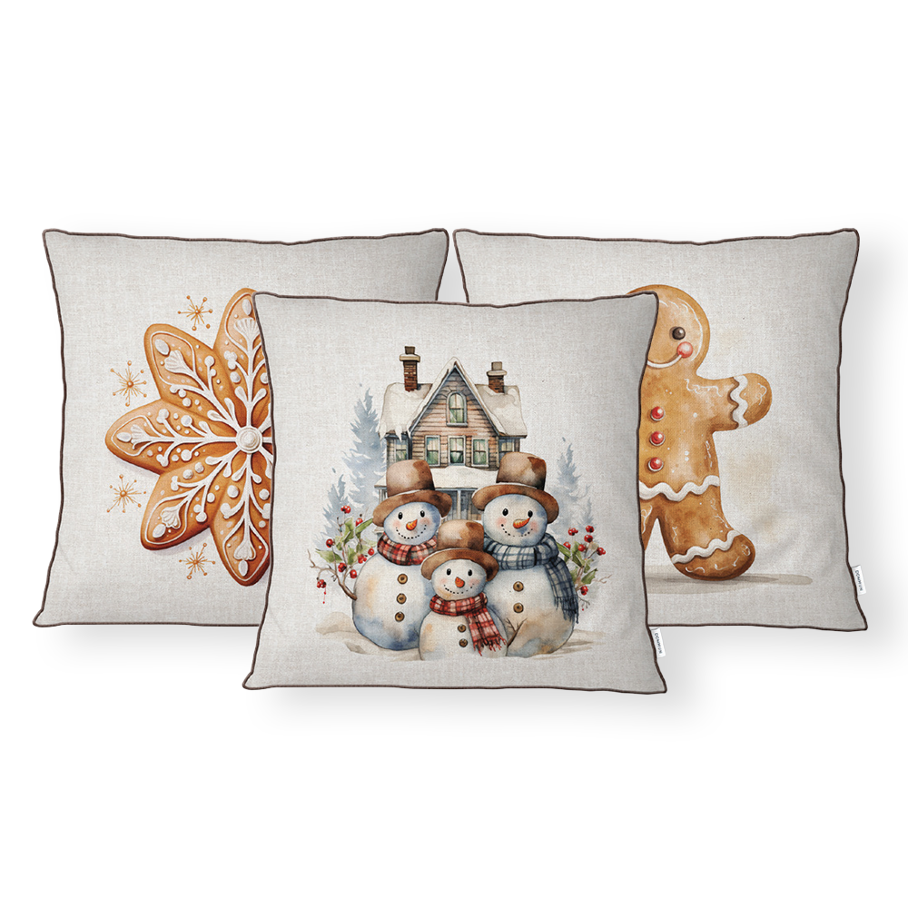 Kit 3 Peças Capa de Almofada Natal Doce Aveludado com Zíper 43cm x 43cm