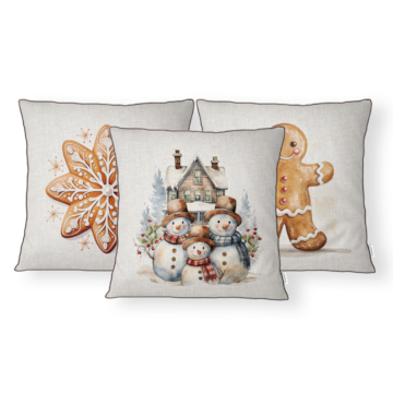 Kit 3 Peças Capa de Almofada Natal Doce Aveludado com Zíper 43cm x 43cm