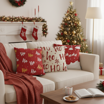 Kit 3 Peças Capa de Almofada Natal Minimal Aveludado com Zíper 43cm x 43cm