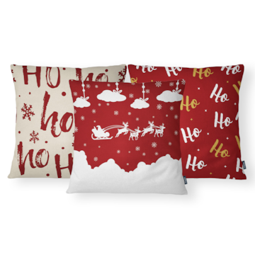 Kit 3 Peças Capa de Almofada Natal Minimal Aveludado com Zíper 43cm x 43cm
