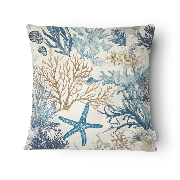 Kit 3 Peças Capa de Almofada Náutica Costa Azul Aveludado com Zíper 43cm x 43cm