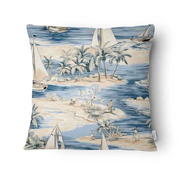 Kit 3 Peças Capa de Almofada Náutica Costa Azul Aveludado com Zíper 43cm x 43cm