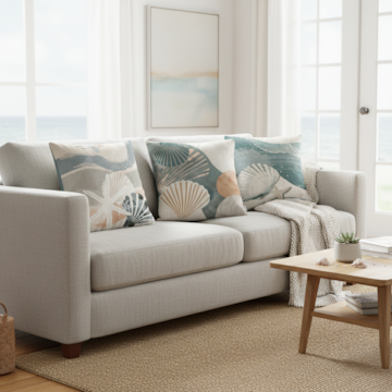 Kit 3 Peças Capa de Almofada Náutica Maré Aveludado com Zíper 43cm x 43cm