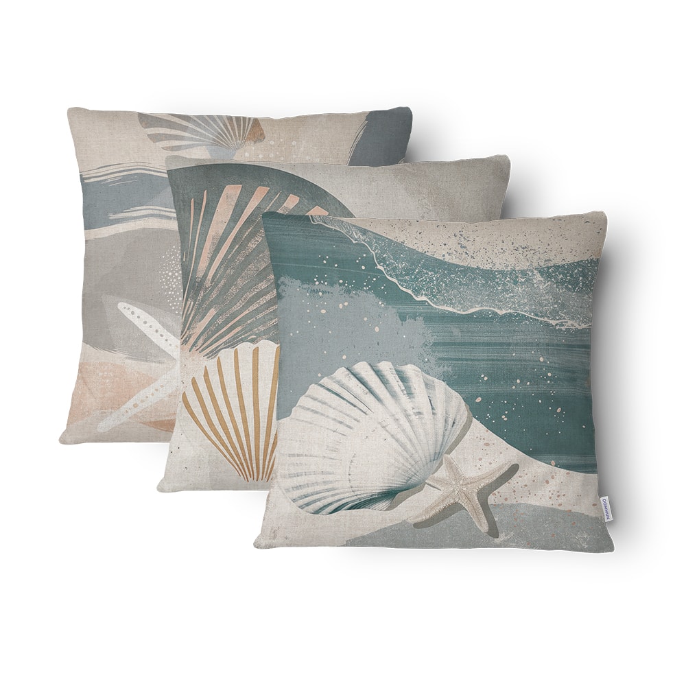 Kit 3 Peças Capa de Almofada Náutica Maré Aveludado com Zíper 43cm x 43cm