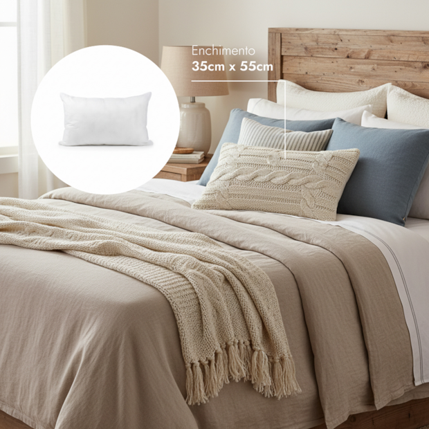 Kit 3 Peças Enchimento para Almofada Rinzeira 35cm x 55cm