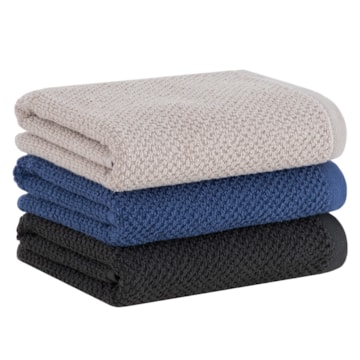 Kit 3 Peças Pano de Copa Buddemeyer Gourmet Bege, Azul e Cinza 100% Algodão - Gramatura: 380 g/m²
