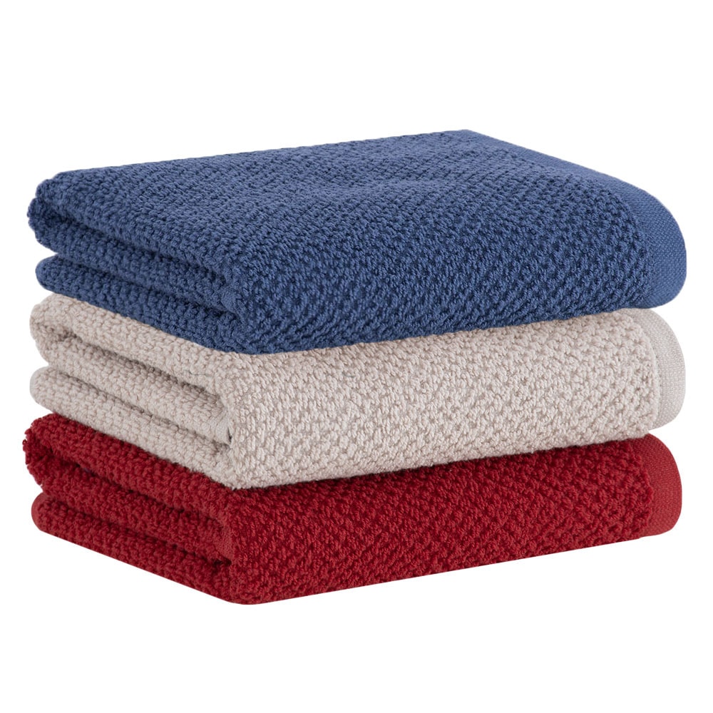 Kit 3 Peças Pano de Copa Buddemeyer Gourmet Bege, Vermelho e Azul 100% Algodão - Gramatura: 380 g/m²